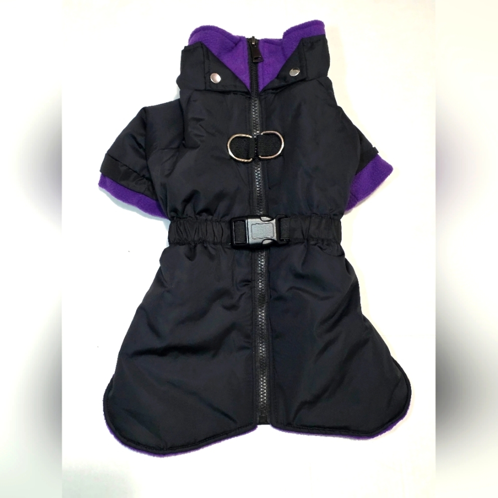 New Dog Winter Jacket - Coat Parka Size M Black Purple Waterproof Windproof